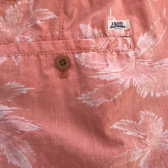 Izod Saltwater Peach Coral Palms Cotton Shorts Mens Size 48 - Picture 4 of 9